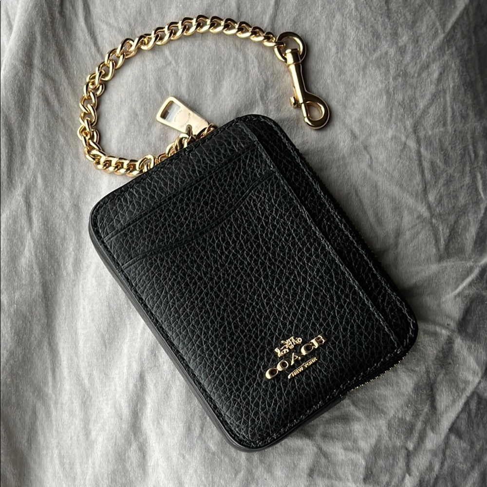 Coach Black Leather Chain Wallet